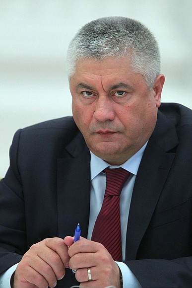 At the meeting on the implementation of presidential executive orders of May 7, 2012. Interior Minister Vladimir Kolokoltsev.