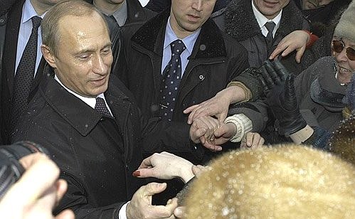 President Putin meeting with villagers.