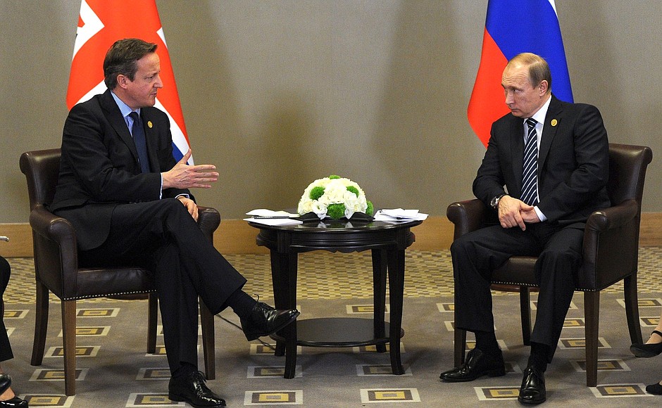 Meeting with British Prime Minister David Cameron.