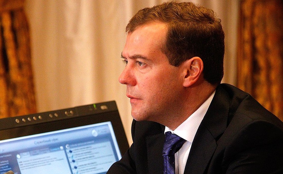 Во время беседы с губернатором Амурской области Олегом Кожемяко в режиме видеоконференции.