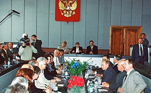 President Vladimir Putin with Kabardino-Balkarian University professors.