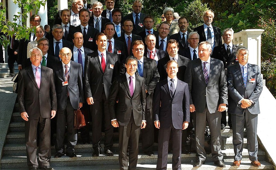 With participants in the NATO-Russia Council meeting.