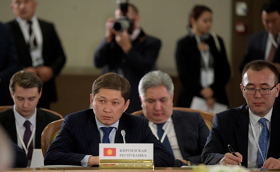 Prime Minister of Kyrgyzstan Sapar Isakov at the expanded meeting of the Supreme Eurasian Economic Council.