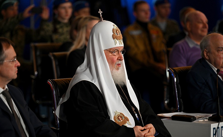 Patriarch Kirill of Moscow and All Russia at a meeting with historians and representatives of Russia’s traditional religions.