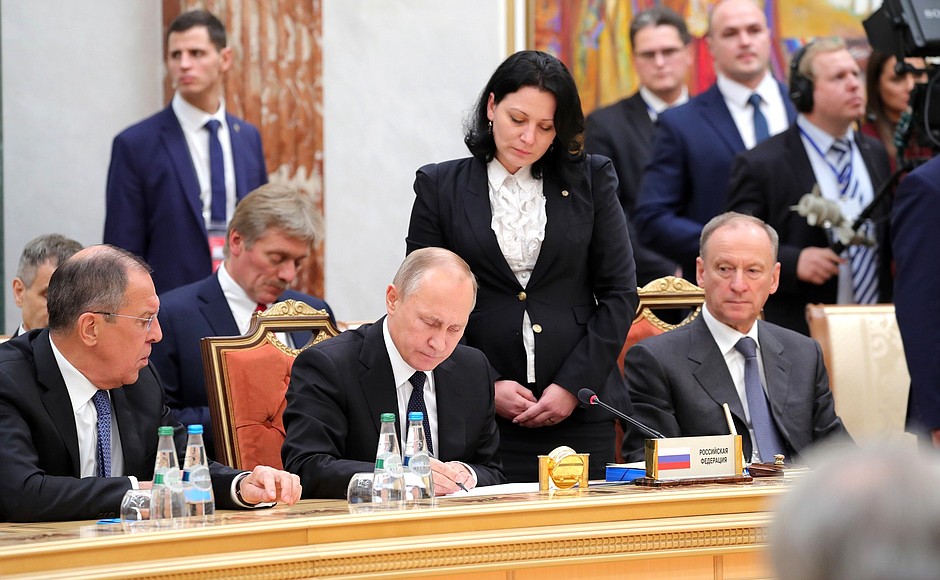 Following the summit, the presidents of the CSTO member states signed a declaration on the 25th anniversary of the Collective Security Treaty and the 15th anniversary of the Organisation, a statement on the situation in and around Syria, and a package of decisions concerning the activities of the Organisation.