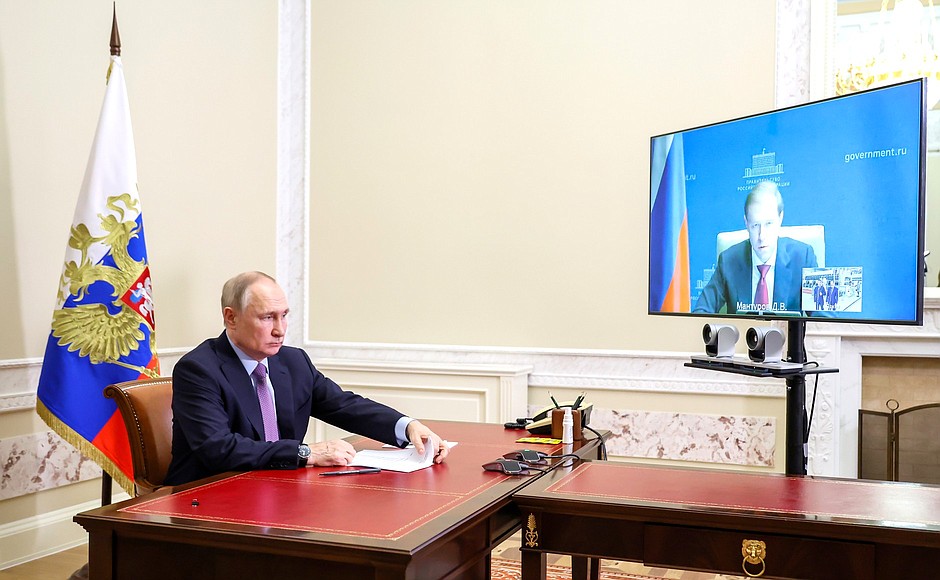 Vladimir Putin took part in a videoconference ceremony for launching production at the Titan-Polymer plant.