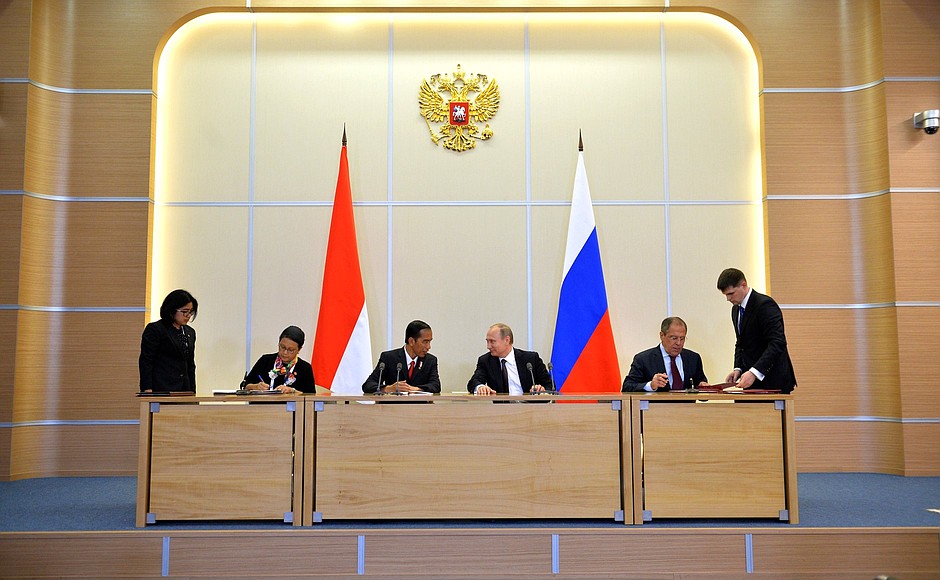 Signing of Russian-Indonesian cooperation documents.