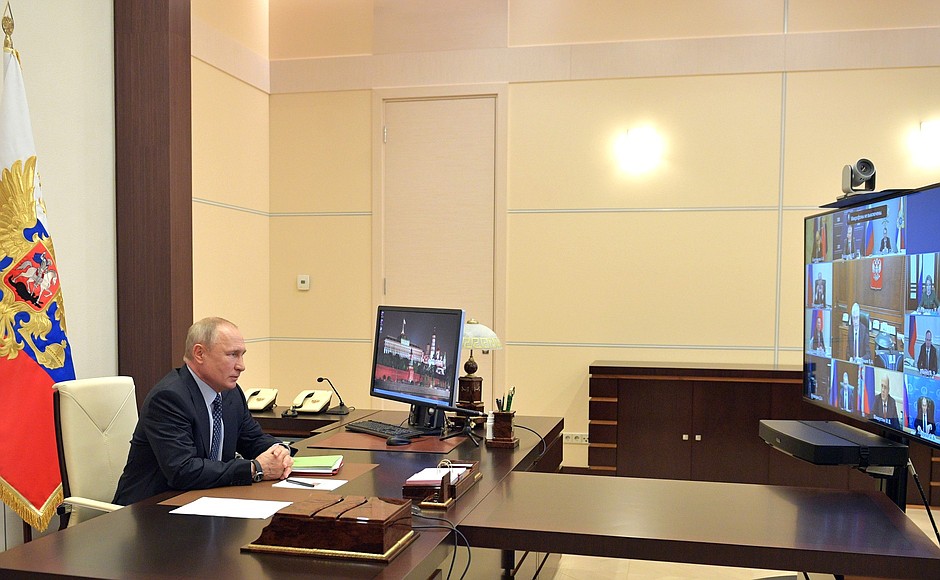 Meeting with permanent members of Security Council via videoconference.