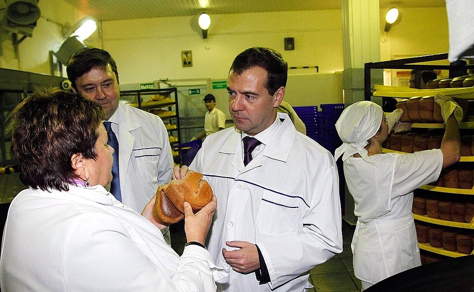 During a visit to Khleb Bread Factory.