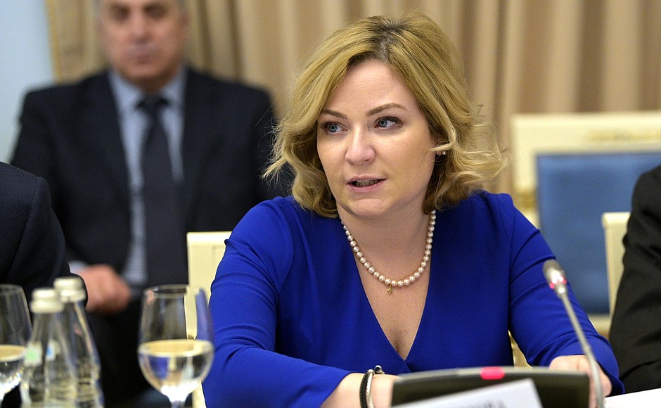Министр культуры Ольга Любимова в ходе заседания президиума Совета по межнациональным отношениям.