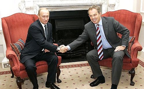 Meeting with British Prime Minister Anthony Blair.