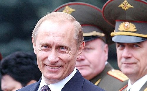 President Putin at a military parade celebrating the 59th anniversary of victory in the Great Patriotic War.