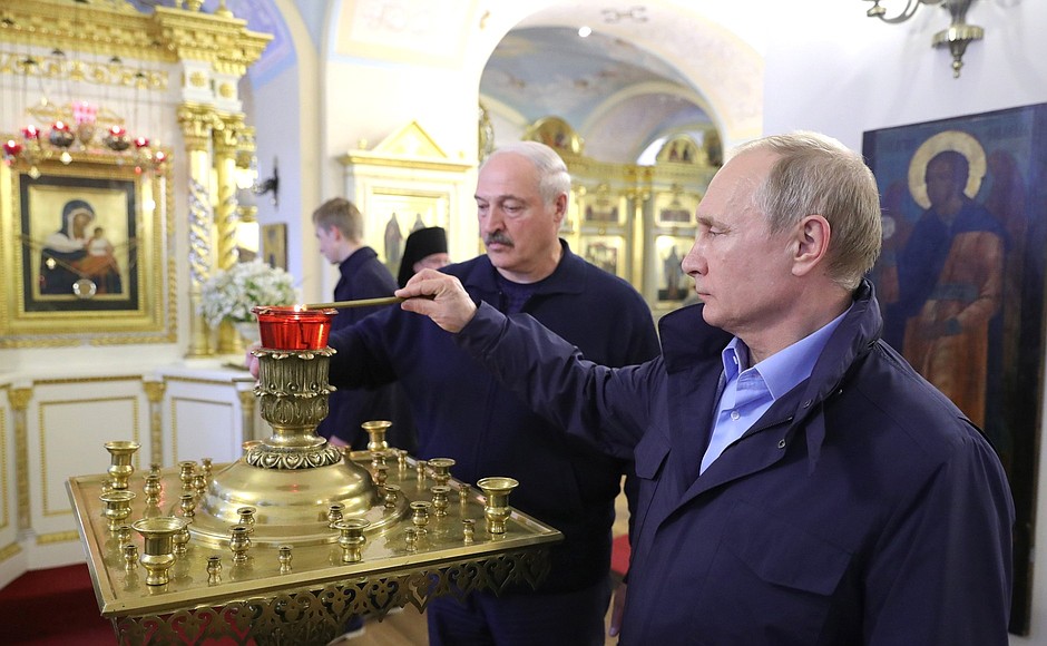 Visiting Konevsky Monastery.. With President of the Republic of Belarus Alexander Lukashenko.