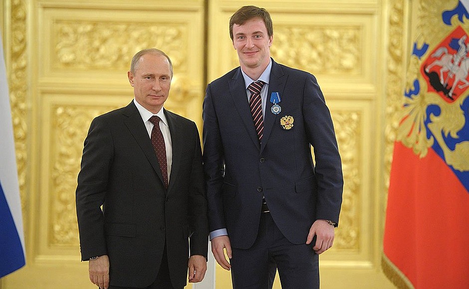 With forward of the Russian national ice hockey team Sergei Kalinin.