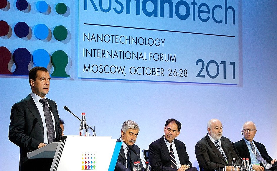 Dmitry Medvedev addressed the IV International Nanotechnology Forum.