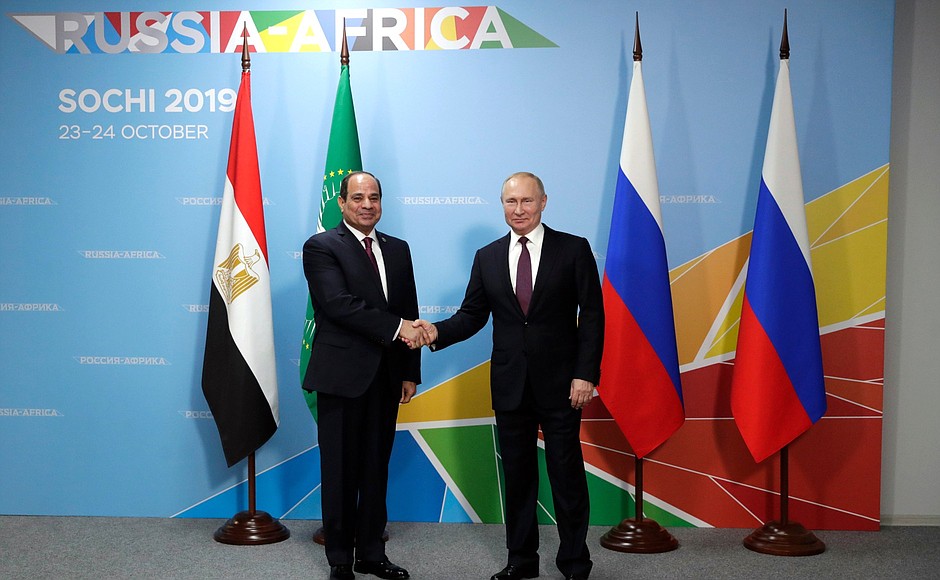 Встреча с Президентом Арабской Республики Египет, Председателем Африканского союза, сопредседателем саммита Россия – Африка Абдельфаттахом Сиси.