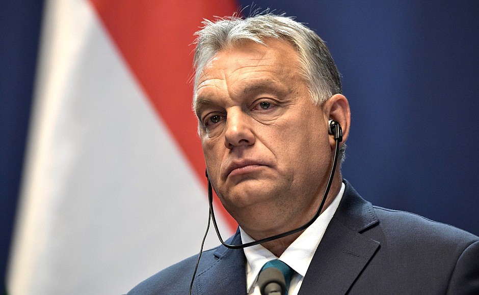 At the news conference following Russian-Hungarian talks. Prime Minister of Hungary Viktor Orban.
