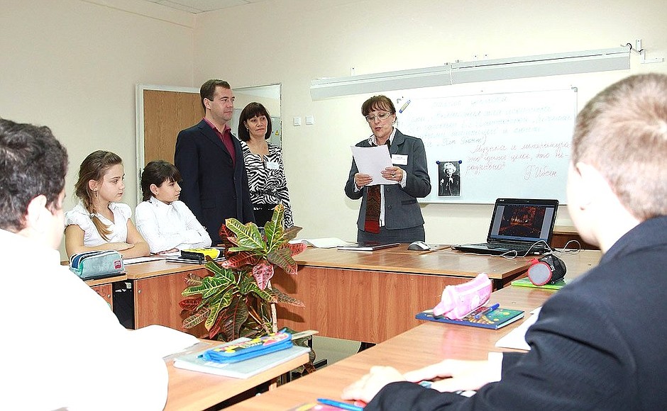 In the Russian classroom at school No. 55.