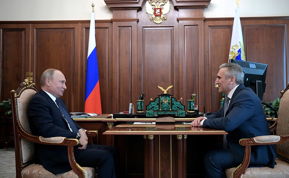 Meeting with Alexander Moor. Vladimir Putin signed an Executive Order appointing Alexander Moor Acting Governor of Tyumen Region.