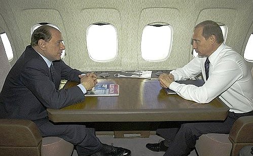 President Putin en route to Lipetsk with Italian Prime Minister Silvio Berlusconi.