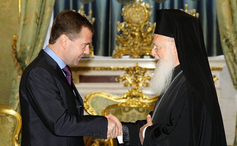 With Ecumenical Patriarch Bartholomew I of Constantinople.