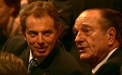 British Prime Minister Tony Blair and French President Jacques Chirac before a gala concert featuring world opera and ballet stars.
