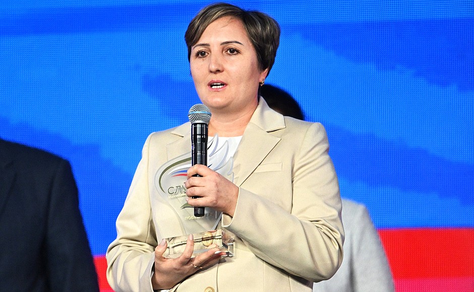 Ilnara Safina, village head of the Meshchegarovo village council administration from the Salavatsky District, Republic of Bashkortostan, winner in the special category, Fate of a Man – the Pride of the Fatherland.
