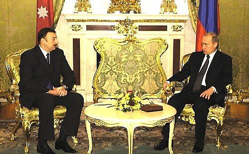 President Putin in conversation with Azerbaijani President Ilkham Aliyev.