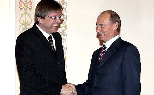 With Belgian Prime Minister Guy Verhofstadt.