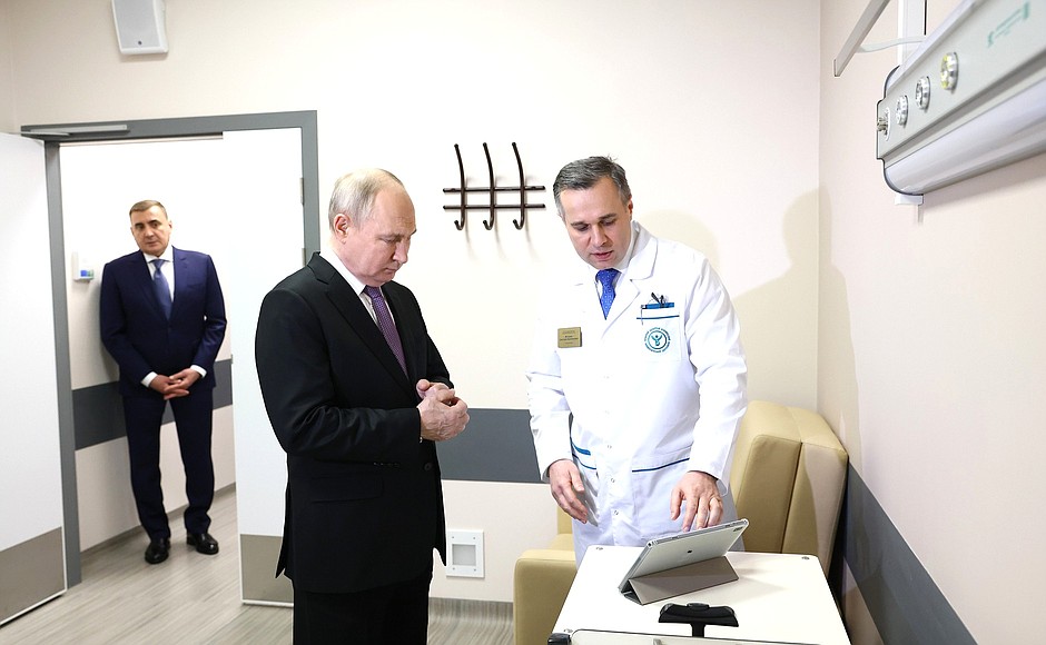 During a visit to the Tula Regional Oncology Centre.