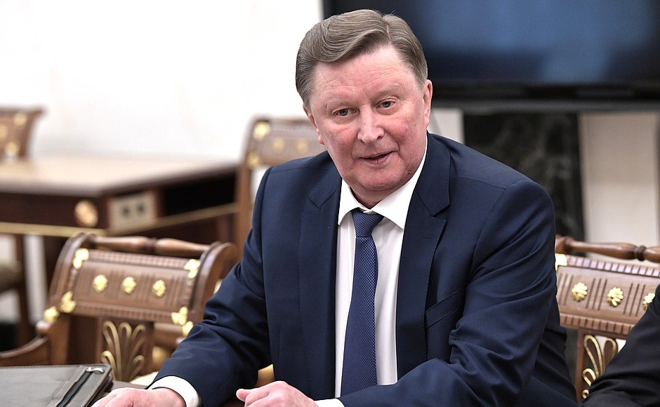 Special Presidential Representative for Environmental Protection, Ecology and Transport Sergei Ivanov before the meeting with permanent members of the Security Council.