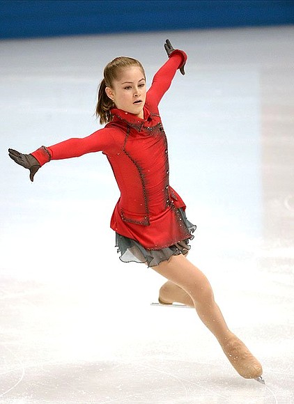 Team figure skating competition at the Iceberg Skating Palace. On the ice is figure skater Yulia Lipnitskaya, who took first place in the free programme.