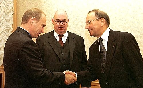 President Putin with PACE President Peter Schieder, centre, and PACE Secretary-General Bruno Aller.