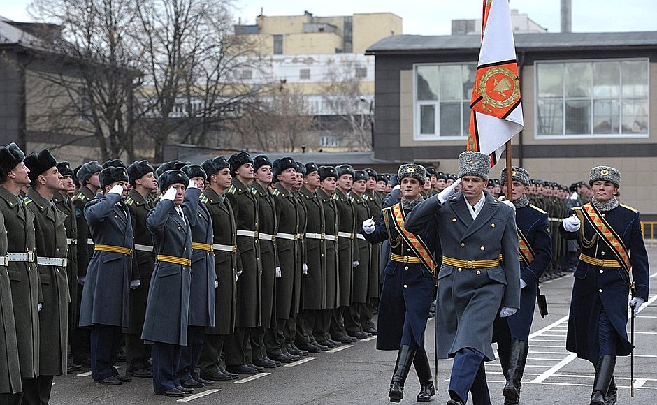 Parade to mark the presentation of the Suvorov Medal to the Ryazan General Margelov Higher Airborne Command School.