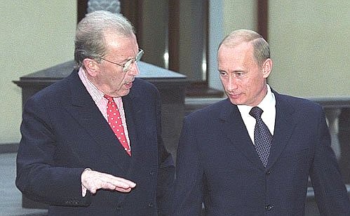 President Putin and journalist David Frost before an interview for the BBC.