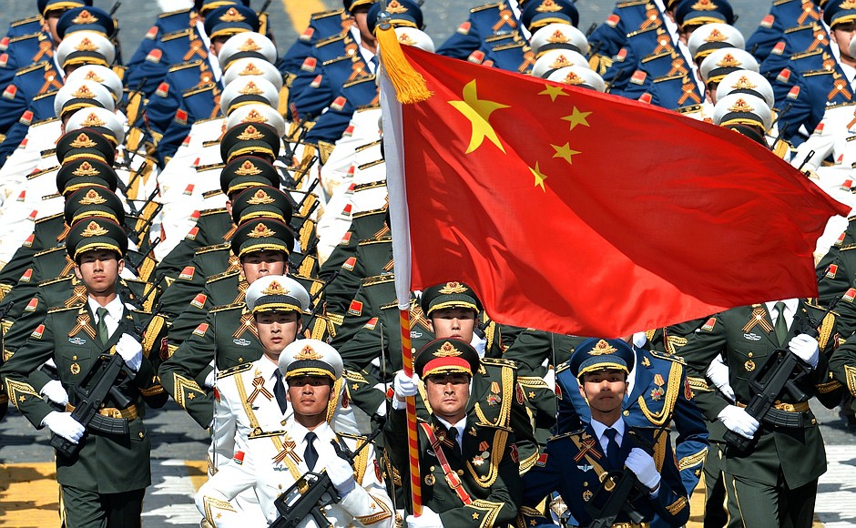Soldiers of the People's Liberation Army of China at the military parade to mark the 70th anniversary of Victory in the 1941–1945 Great Patriotic War.