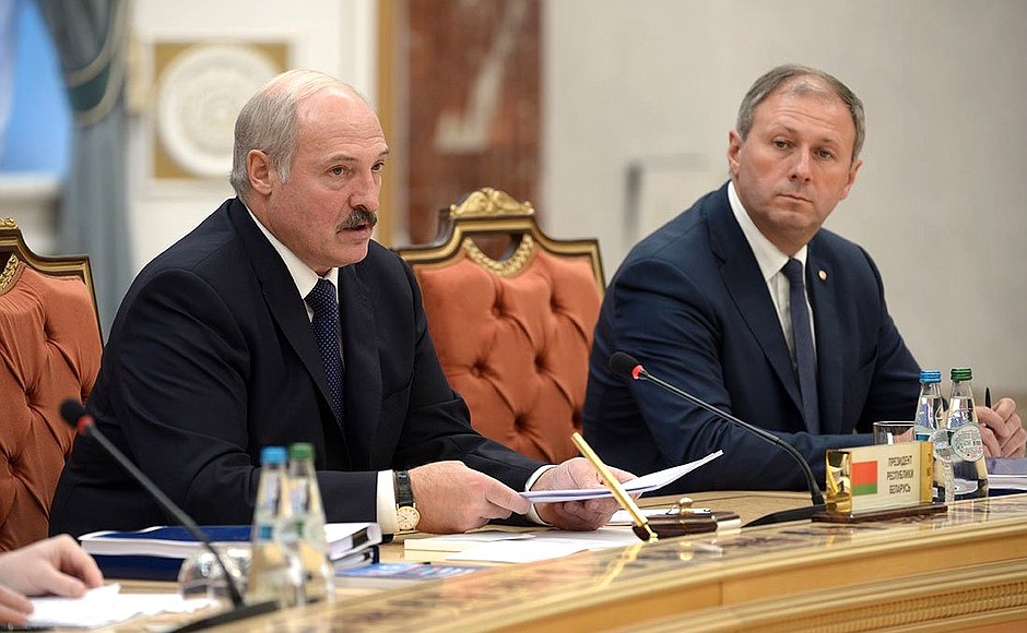 President of the Republic of Belarus Alexander Lukashenko at the Supreme Eurasian Economic Council meeting.