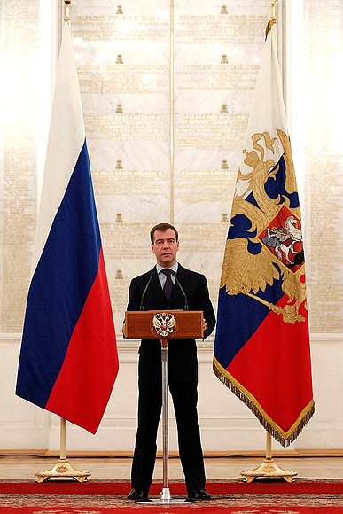 Speaking at the ceremony presenting the personal standard of the Director of the FSB and banner of the FSB.
