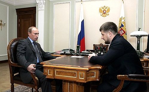 Рабочая встреча с исполняющим обязанности президента Чечни Рамзаном Кадыровым.