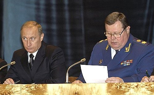 На расширенном заседании коллегии с Генеральным прокурором Владимиром Устиновым.
