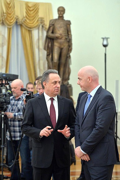 Sports Minister Vitaly Mutko (left) with FIFA President Gianni Infantino.