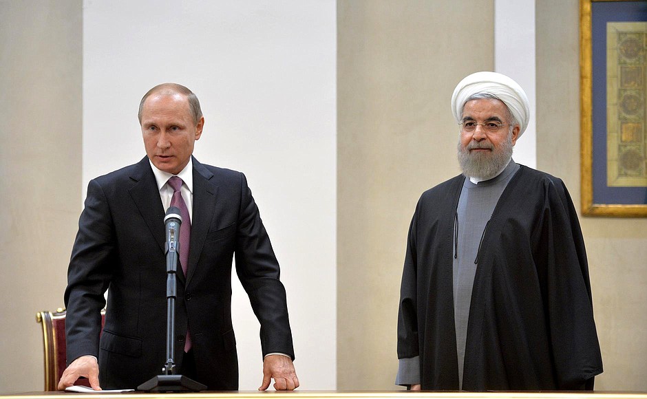 Statement for the press following Russian-Iranian talks. With Iranian President Hassan Rouhani.
