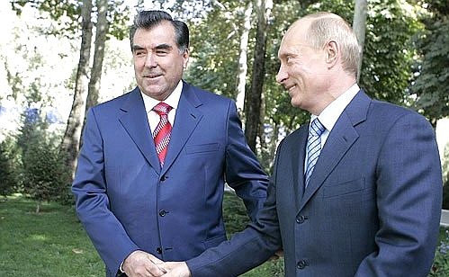 With the President of Tajikistan, Emomali Rahmon.