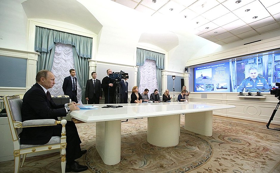 Videoconference with Defence Minister Sergei Shoigu.