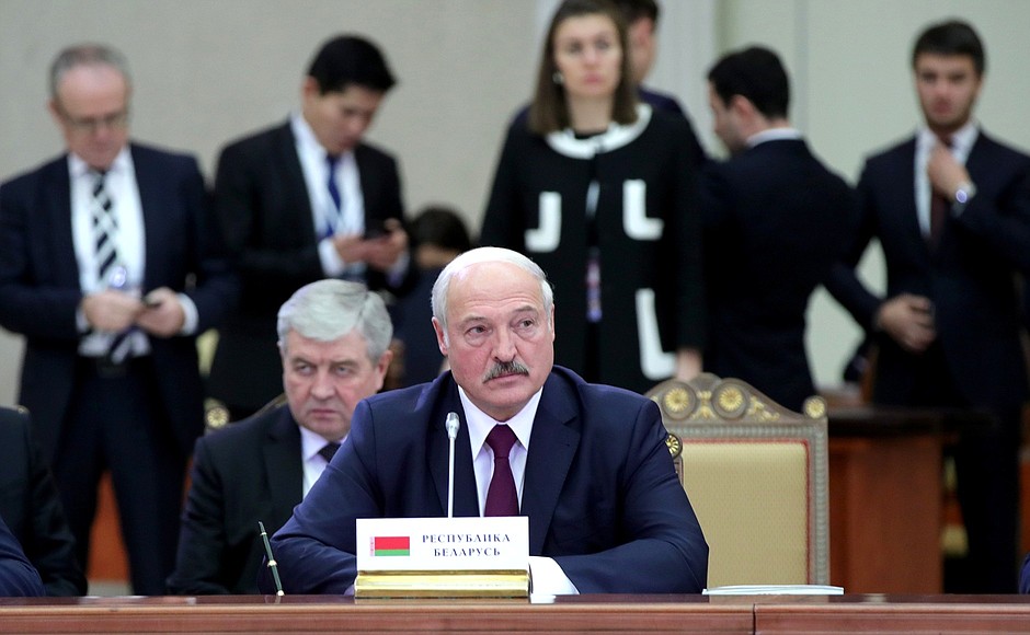 President of Belarus Alexander Lukashenko at the meeting of the Supreme Eurasian Economic Council.