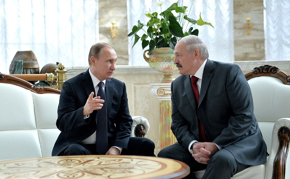 At informal meeting. With President of Belarus Alexander Lukashenko.