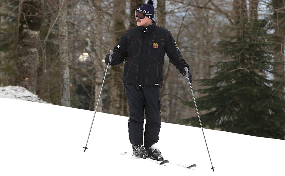 At a ski resort. President of the Republic of Belarus Alexander Lukashenko.