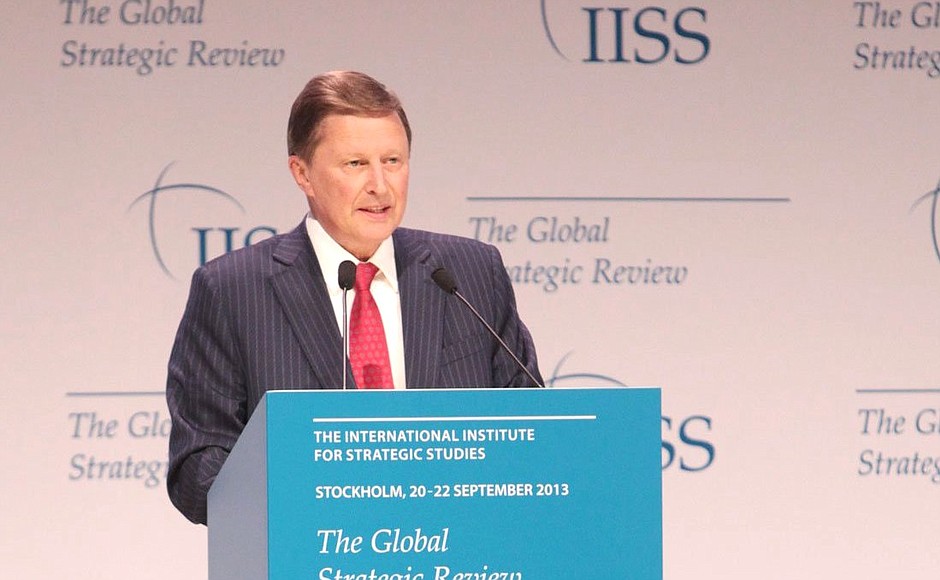 At the plenary session of the International Institute for Strategic Studies (IISS) conference – Global Strategic Review.