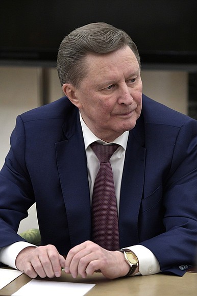 Before a meeting with permanent members of the Security Council. Special Presidential Representative for Environmental Protection, Ecology and Transport Sergei Ivanov.