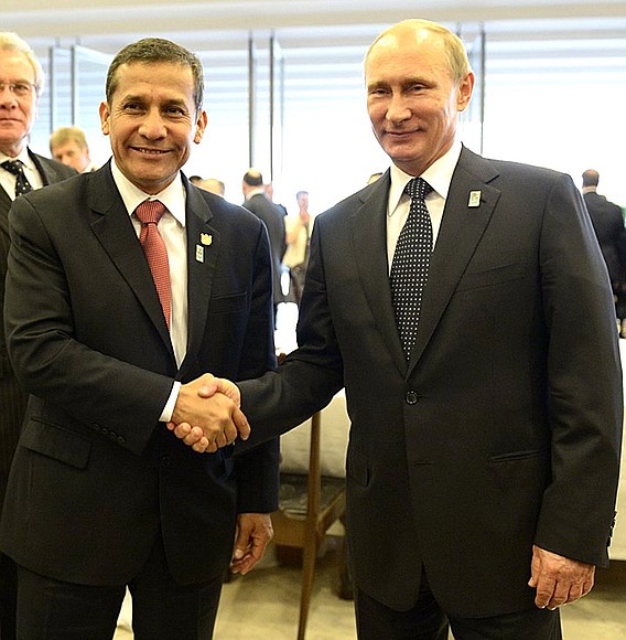 Vladimir Putin met with President of Peru Ollanta Humala on the sidelines of the BRICS summit.